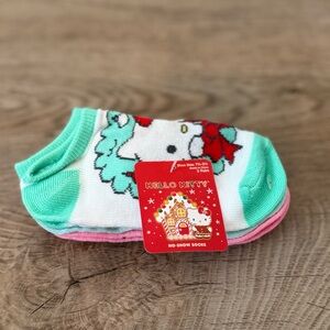 Brand New Hello Kitty Holiday 3 Pack No Show Socks Girls Size 7-1/2 To 3-1/2